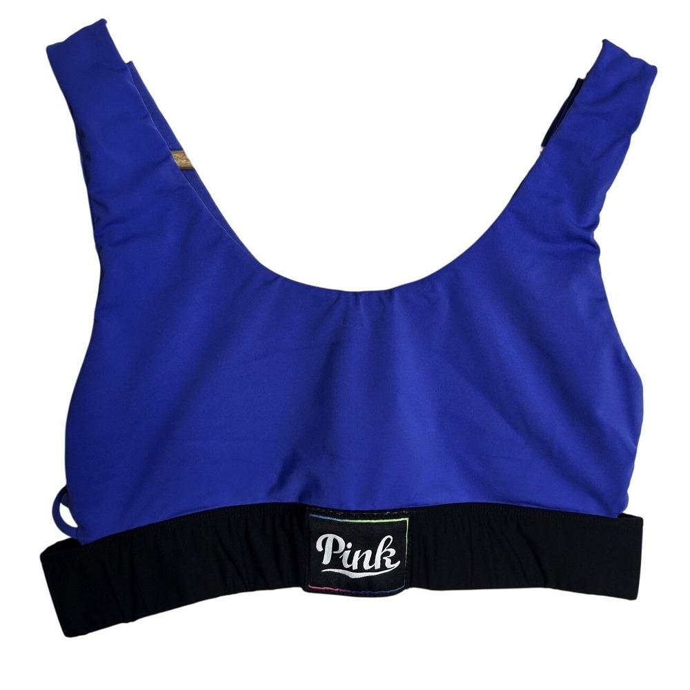PINK Victoria's Secret Ultimate Sports Bra Royal Blue Lattice Back Size L